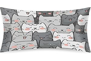 CEMFYZOCH Satin Pillowcase for Hair and Skin Cute Cat Kitten Soft Silk Pillow Case with Envelope Closure Cooling Pillow Cases Slip King Size Pillow Cover for Women Men Kids Boys Girls 20x40