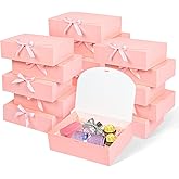 WLUSEAXI 15Pack Gift Boxes with Lids, 10.6x7.8x3.1 Inches Bridesmaid Proposal Box with Ribbon, Pink Gift Boxes for Presents,Kraft Paper Boxes for Wedding Christmas Birthday Baby Shower Party