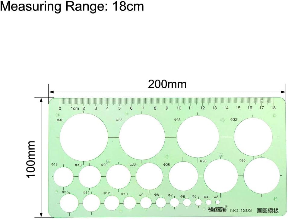 uxcell Geometric Drawing Template Measuring Ruler Round Shape 18cm for Drawing Engineering Drafting Building Office Supplies : Office Products