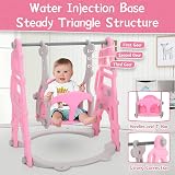 FUKEA 4-in-1 Baby Swing Slide Set Pink with Basketball Hoop 66lb Cap view 5