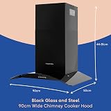 Russell Hobbs RHGCH901B 90cm Cooker Hood Black Glass Stainless 5 Function view 2