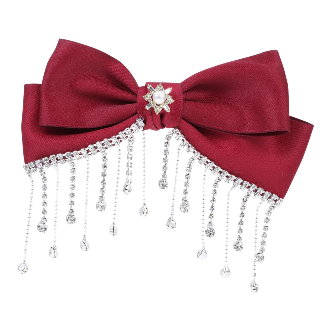 FRCOLOR Large Big Bow Hair Clip French Style, Hair Bow Clips French Barrette Style Spring Hair Clips Red French Hair Bow Pearl French Barrette for Girls, Women, 1pcs (type3)