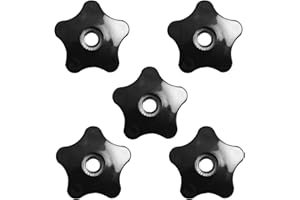 JJHXSM 6PCS 5-Point Star-Shaped Knob Threaded Knob Handle, Hand-Twist Rubber Wood Handle Knob Nut Used for Lathes Machinery Equipment Instruments Industrial Equipment 5/16 inches
