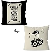 KEUSPI 8 Ball Pillow Covers 18x18 Downtown Girl Room Decor Funky Trendy Lucky You Throw Pillow Cover,8 Ball Positive Dorm Pillow Covers, Trendy Lucky College Dorm Decor for Bedroom