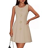 ZESICA Women's Sleeveless Cocktail Mini Dresses 2026 Summer Elegant Crewneck Formal Business Party A Line Short Dress