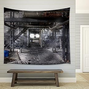 Abandoned Dirty Paint Factory in East Germany - Fabric Wall Tapestry Home Decor - 51x60 inches