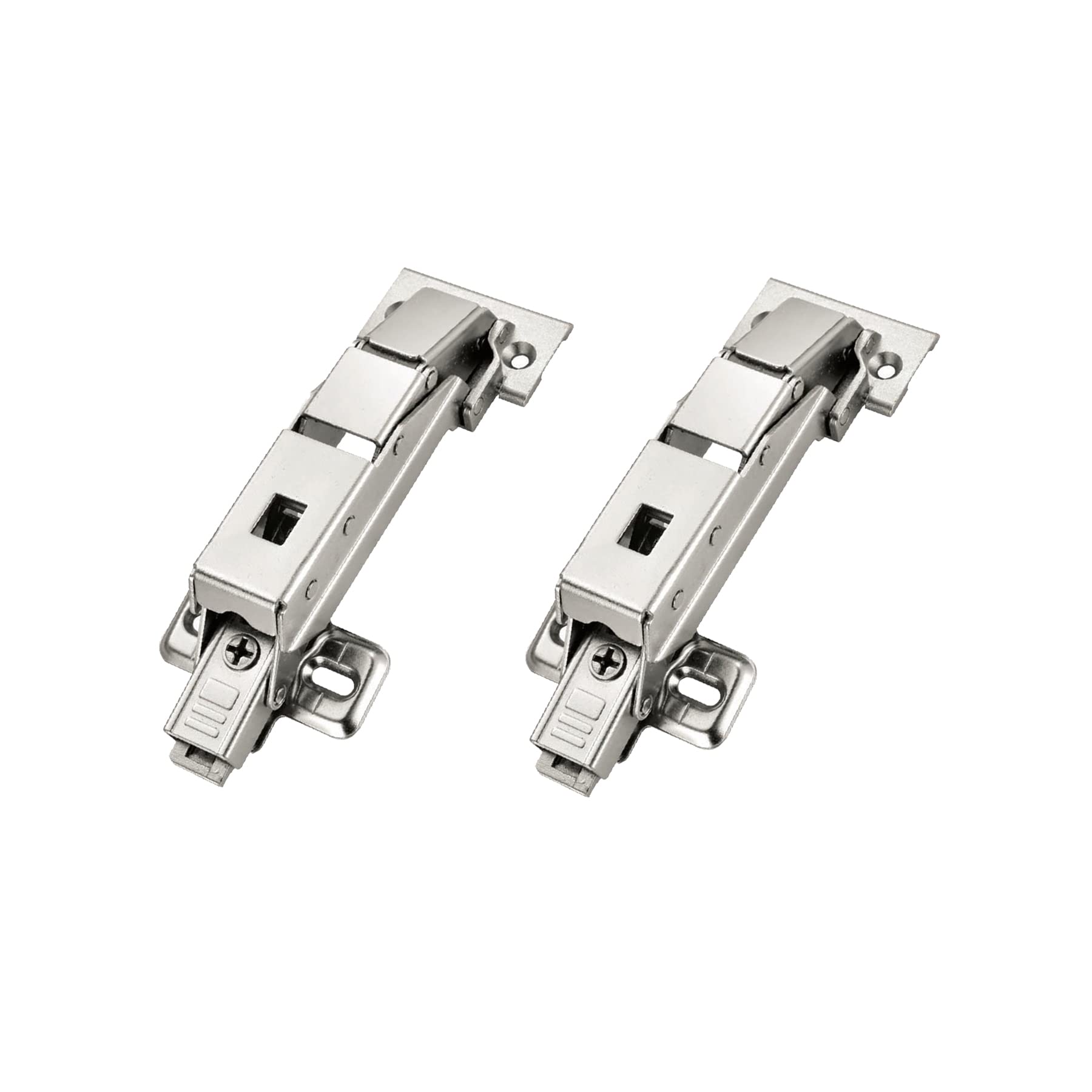 LOOTICH 110 Degree Clip-on Full Overlay and Embed Soft Close Hinge with Hydraulic Damper for Kitchen Cabinet Cupboard Wardrobe Thin Door Hinges Without Drilling Action Pack of 2