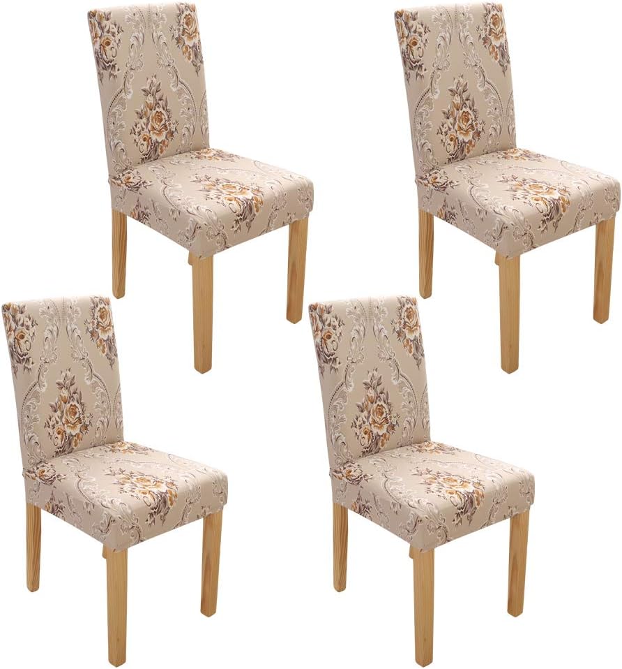 Dinning Chair Cover,BS Super Stretch Soft Fabric Washable Removable Chair Covers Slipcover Seat Protector for Home Decor,Dining Room,Hotel,Ceremony,Banquet,Wedding Party(4Pack, E Pattern)