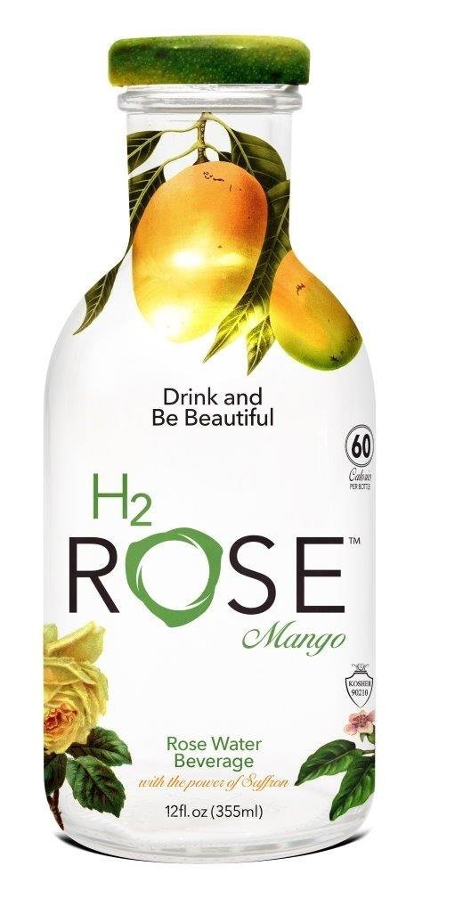H2rOse Rose Water Beverage Infused with Saffron, Peach, 12 Ounce (Pack