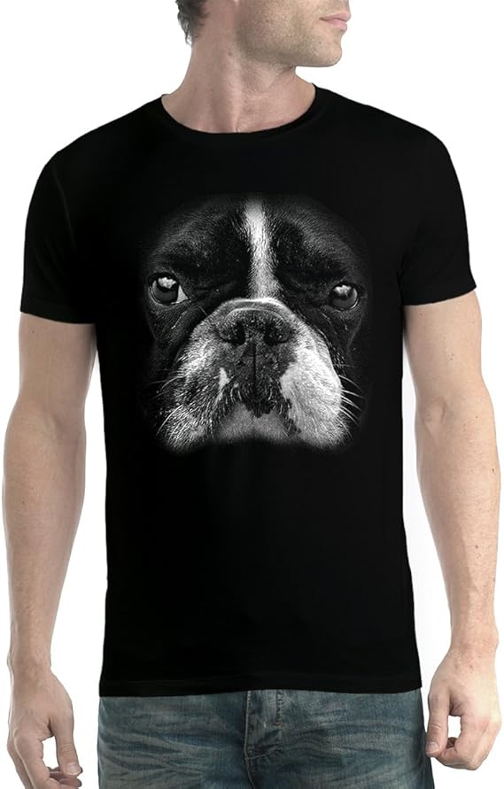 avocadoWEAR Perro Boston Terrier Hombre Camiseta Negro XS: Amazon.es