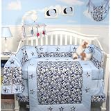 SoHo Modern Blue Camouflage Baby Crib Nursery Bedding Set 13 pcs included Diaper Bag with Changing Pad & Bottle Case