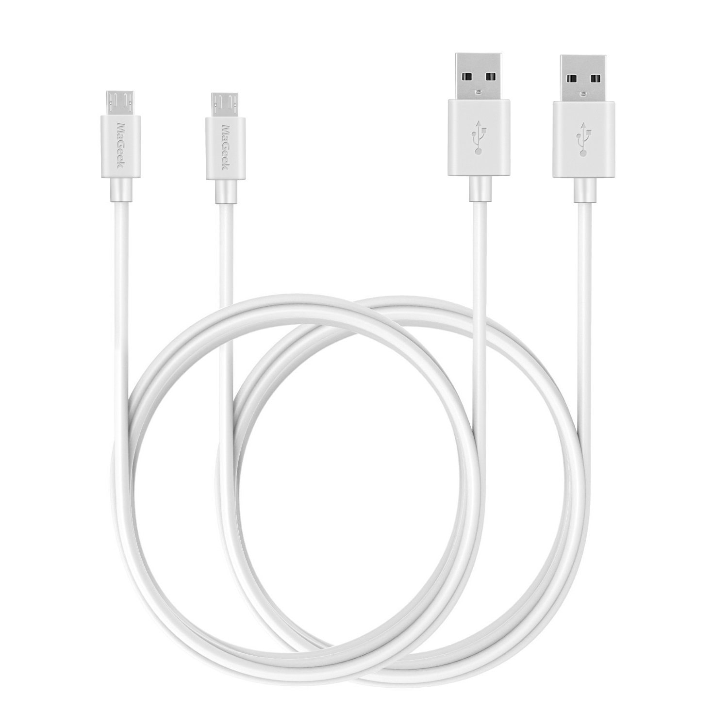 Photo 1 of MaGeek Micro USB Cable 6ft, [2-Pack, 6 feet] Extra Long USB 2.0 to Micro B Fast Charge Cord and High Speed Data Sync Cable for Samsung S7 S6, HTC, Sony, Motorola, LG, Google, Nokia and More (White)