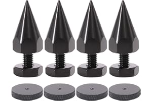 Flushbay 4 Pack Speaker Spikes Floor Protectors Adjustable Speaker Isolation Spikes M6 Black for Subwoofer CD DVD Player Audio Amplifier Turntable Recorder Chassis with Speaker Isolation Feet Pad (M6)