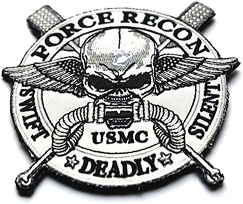 Tactical Patch Embroidery Armband Tactical Patch With Velcro USMC Force Recon Swift Silent Deadly Patch / Morale Patch (USMC Force Recon Swift Silent Deadly) (4.3"X4.0")