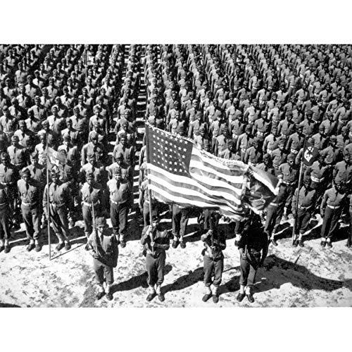 War WWII USA African American Soldiers Parade Photo Art Print Canvas Premium Wall Decor Poster Mural
