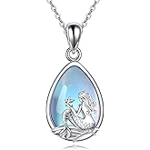 Sterling Silver S925 Moonstone Cardinal/Mermaid/NA/AA Necklace Jewelry Gifts for Women Female Christmas Gift
