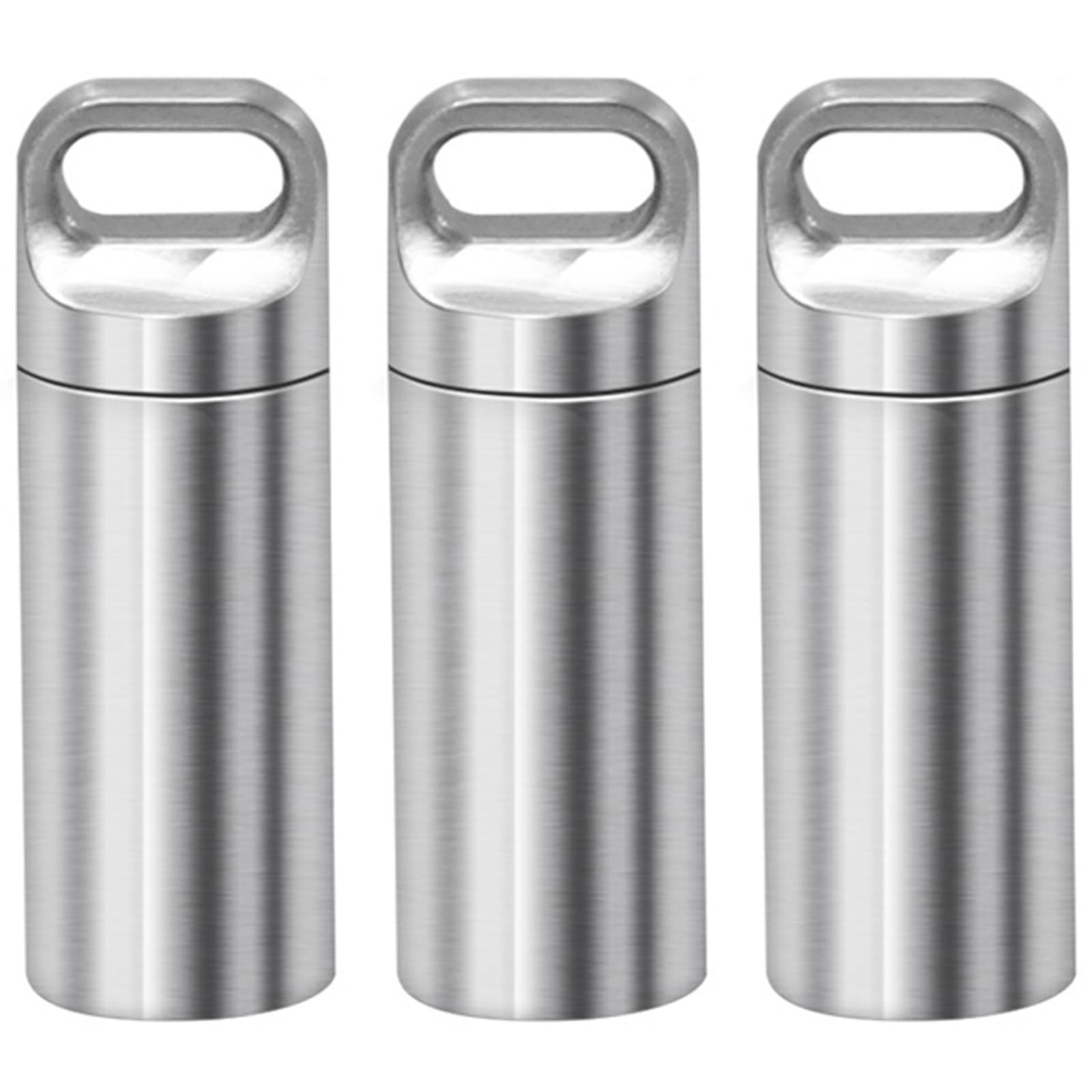3PCS Pill Holder, Portable Pill Cases, Waterproof Daily Pill Container Holder, Portable Organizer Medicine Dispenser for Outdoor Camping Traveling (Silver, 4.85 * 1.55cm)