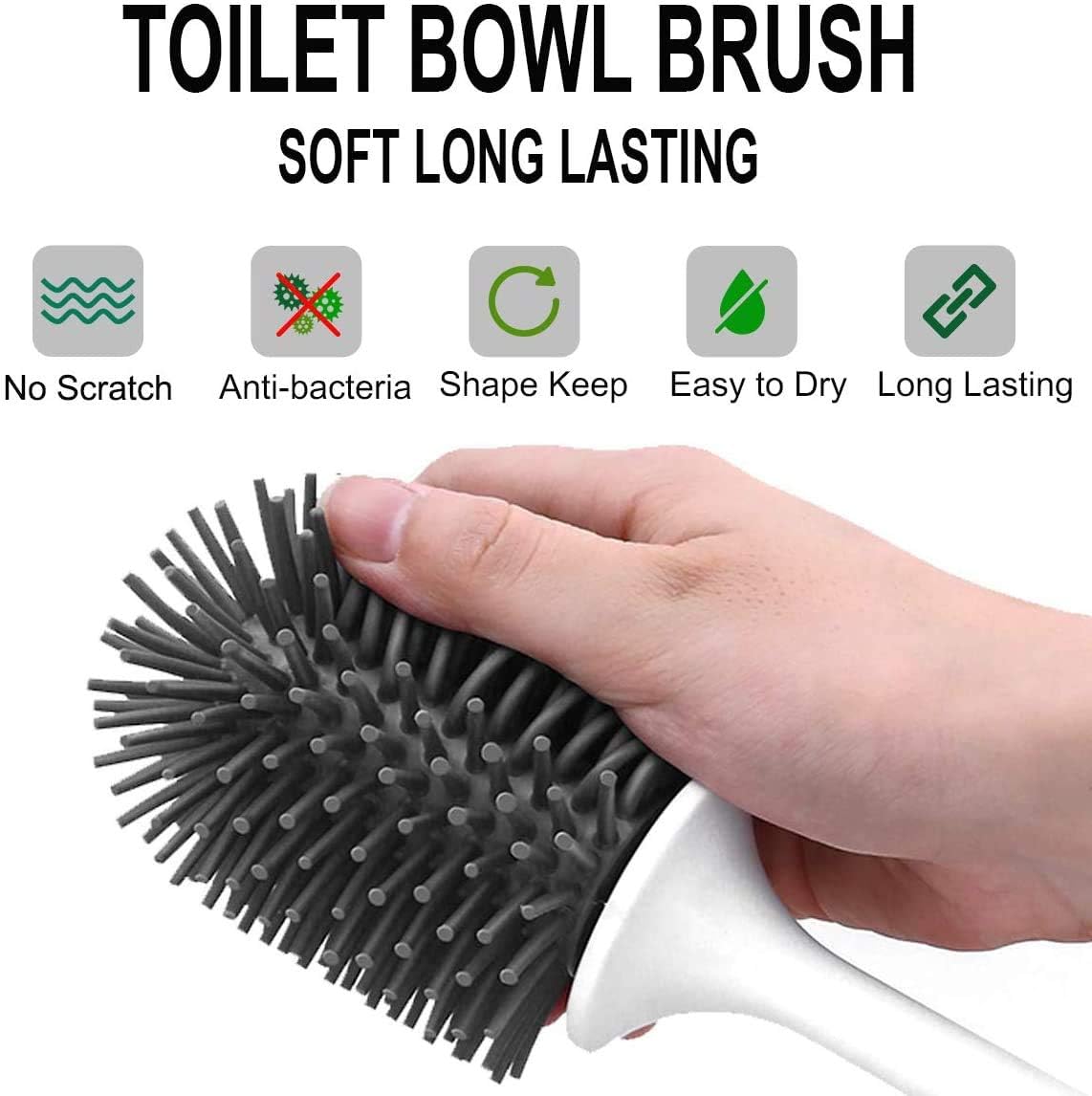 FUKTSYSM Toilet Brush, Bathroom Silicone Toilet Brush Holder Set - Image 5