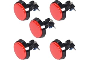 uxcell Game Push Button 60mm Round 12V LED Illuminated Push Button Switch with Micro Switch for Arcade Video Games Red 5pcs