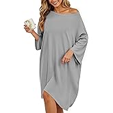 HONGTEYA Plus Size Nightgowns for Women Oversized Sleep Tshirts Dress Short Sleeves Sleepwear With Pocket Fit S-5XL
