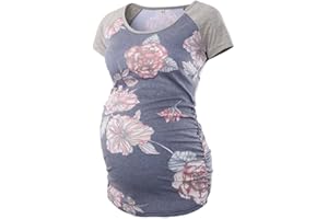 BBHoping Women's Maternity Tops Short & Long Sleeve Baseball Crew Neck Classic Side Ruched Pregnancy T-Shirt