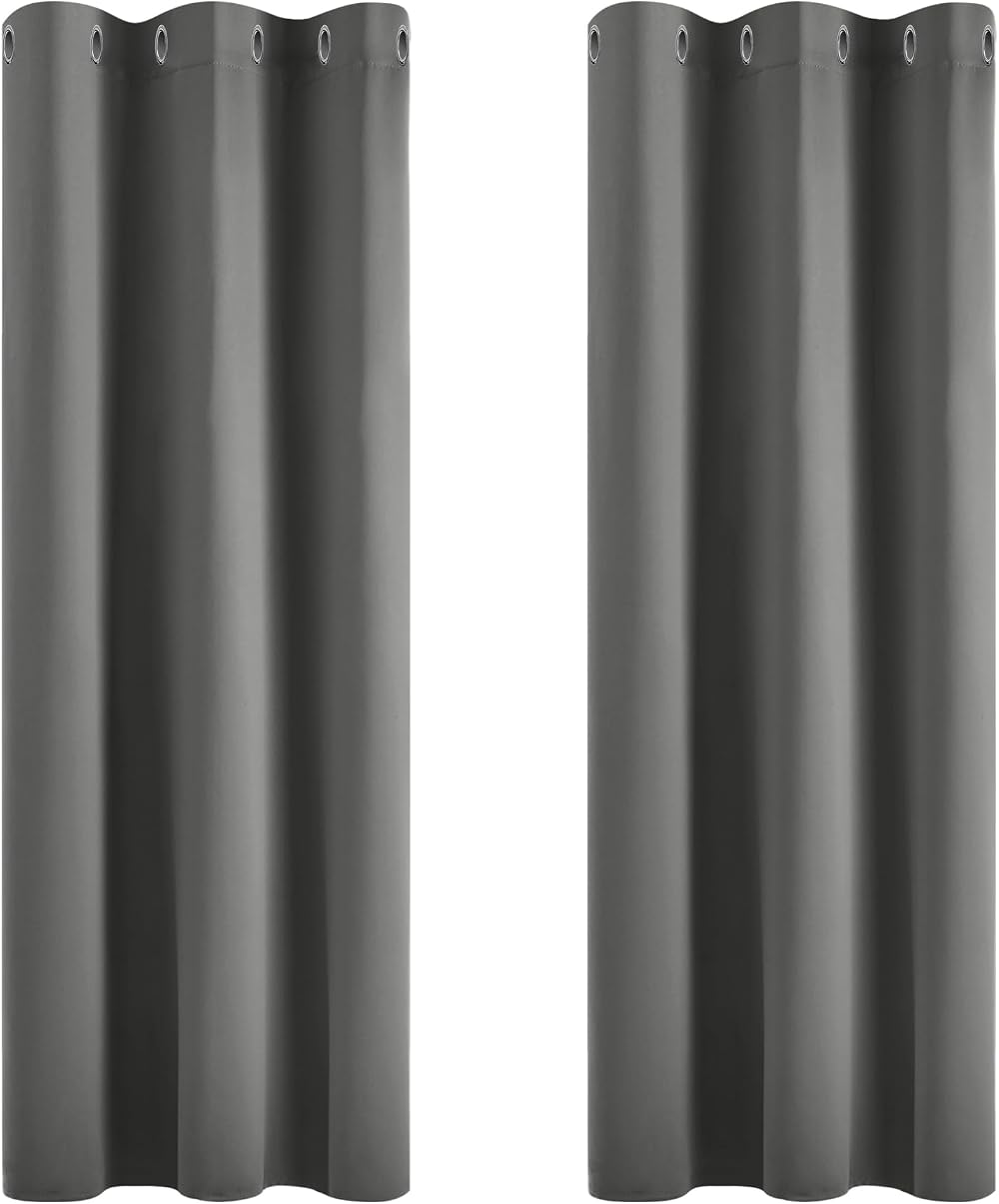 Deconovo Blackout Curtains Thermal Insulated Eyelet 2 Panels 42 x 54 Inch Light