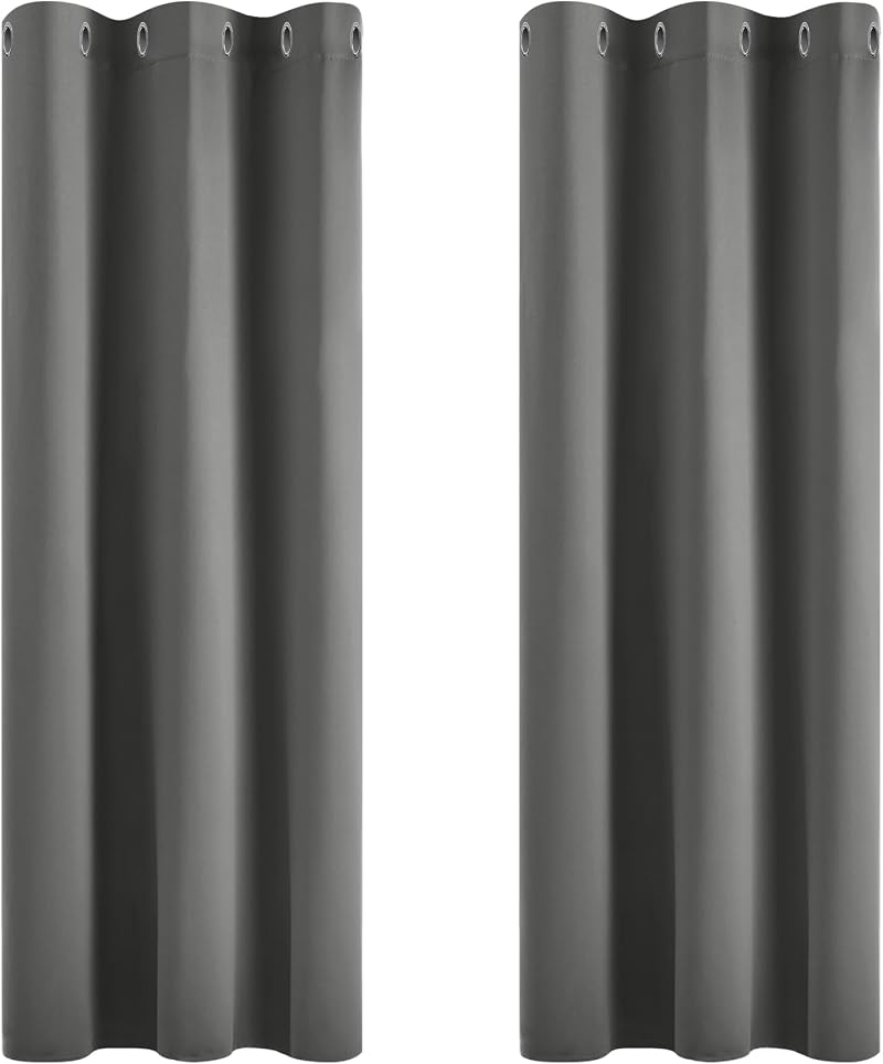 Deconovo Blackout Curtains Thermal Insulated Eyelet 2 Panels 42 x 54 Inch Light