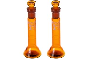 ALWSCI 5 ML Volumetric Measuring Flask Set NS10/13 Glass Stopper, Amber, Graduated, ASTM Class A Borosilicate Glass 3.3 for Laboratory, 2 PCS