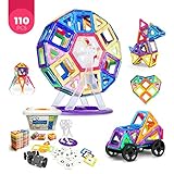 Magnetic Building Blocks Educational Learning Toys Deluxe 110 pcs Construction Tiles Toys Set for Children Toddlers Girls Boys Helps Best Gifts for Kids
