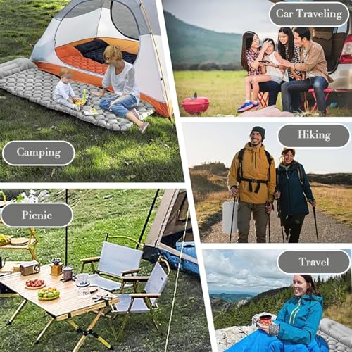 Sleeping Air Pad for Camping Inflatable Sleeping Mattress with Pillow | Self Inflating Sleep Mat Ultralight Compact Mattress Bed Cushion for Backpacking Hiking Car Traveling Beach Tent Single Grey