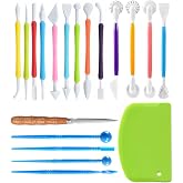 Langqun Air Dry Clay Sculpting Tools, Modeling Shaping Embossing for Kids and Adults,Polymer Clay Tools,Pottery Tools Kit 19Pcs