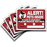 iSYFIX Alert Pets Inside Signs Stickers – 4 Pack 7x5 Inch – Premium Self-Adhesive Vinyl, Laminated for Ultimate UV, Weather, 