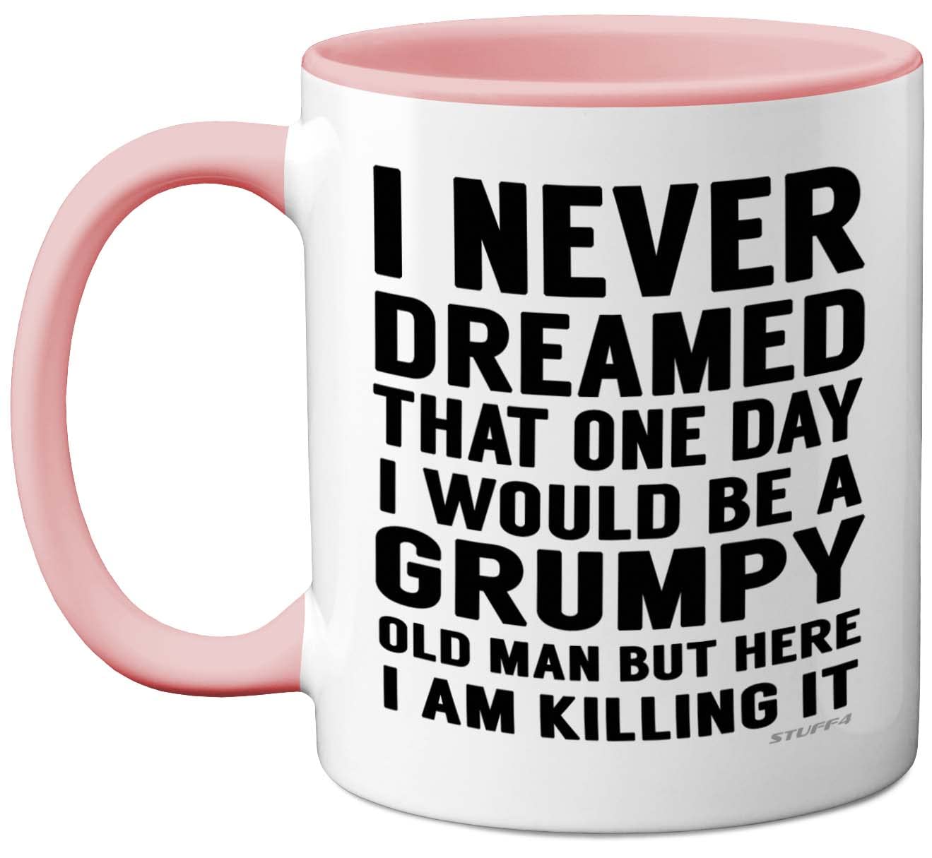 Stuff4 Grumpy Old Man Mug, Grandad Gifts, Dad, Father’s Day or Christmas Novelty Mug, Funny Gifts, Perfect Birthday Present, Funny for Men, 11oz Pink Ceramic Dishwasher Safe