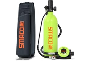 SMACO Mini Scuba Tank 1L Lung Air Tank Portable Diving Tank for Underwater Exploration Reusable Diving Cylinder Kit for Emerg