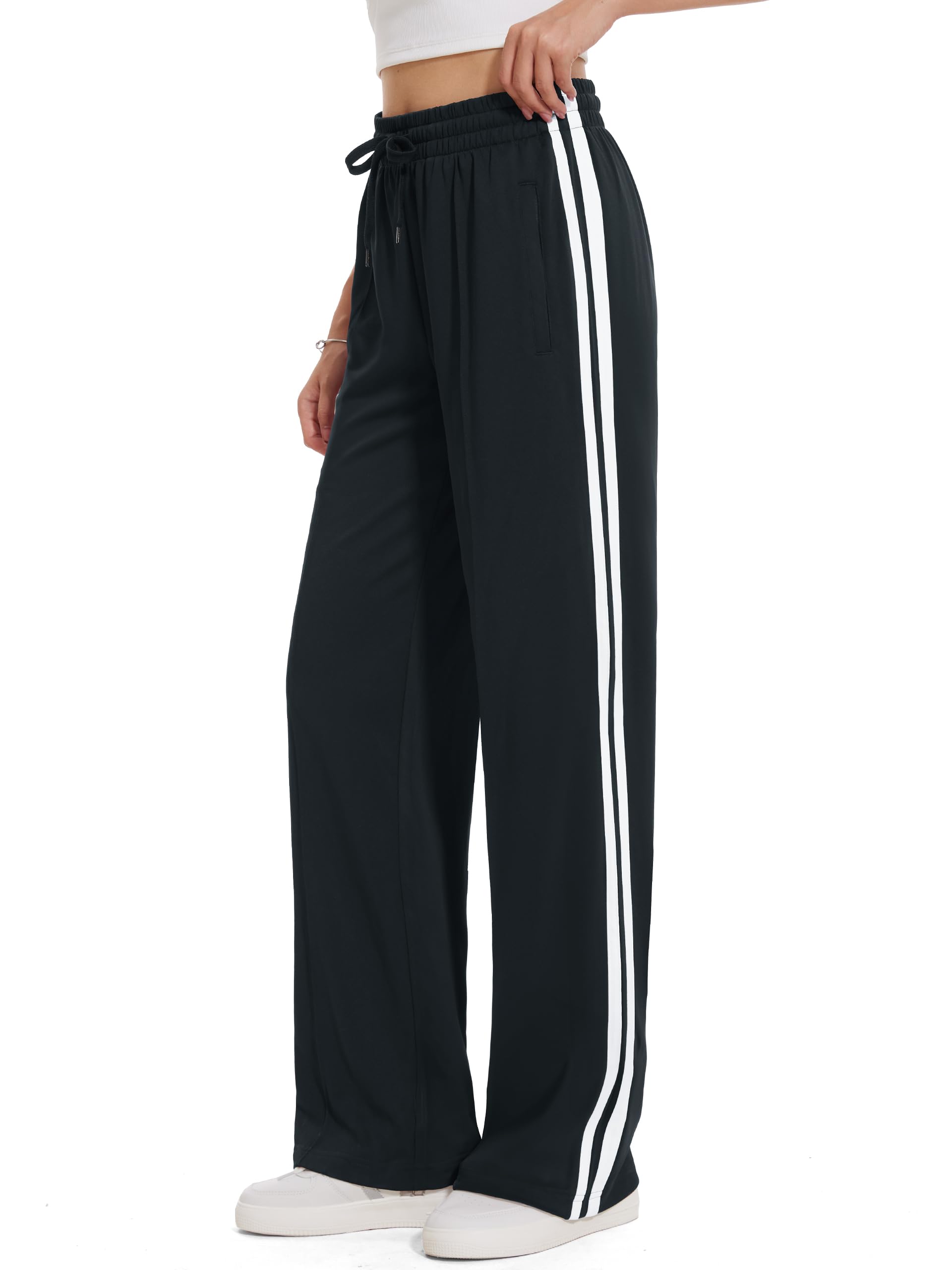 Photo 1 of Tapata Women's 32" Inseam Long Track Pants Loose Straight Leg Jogging Sweatpants Warm-Up Sports Athletic Running, Black, M