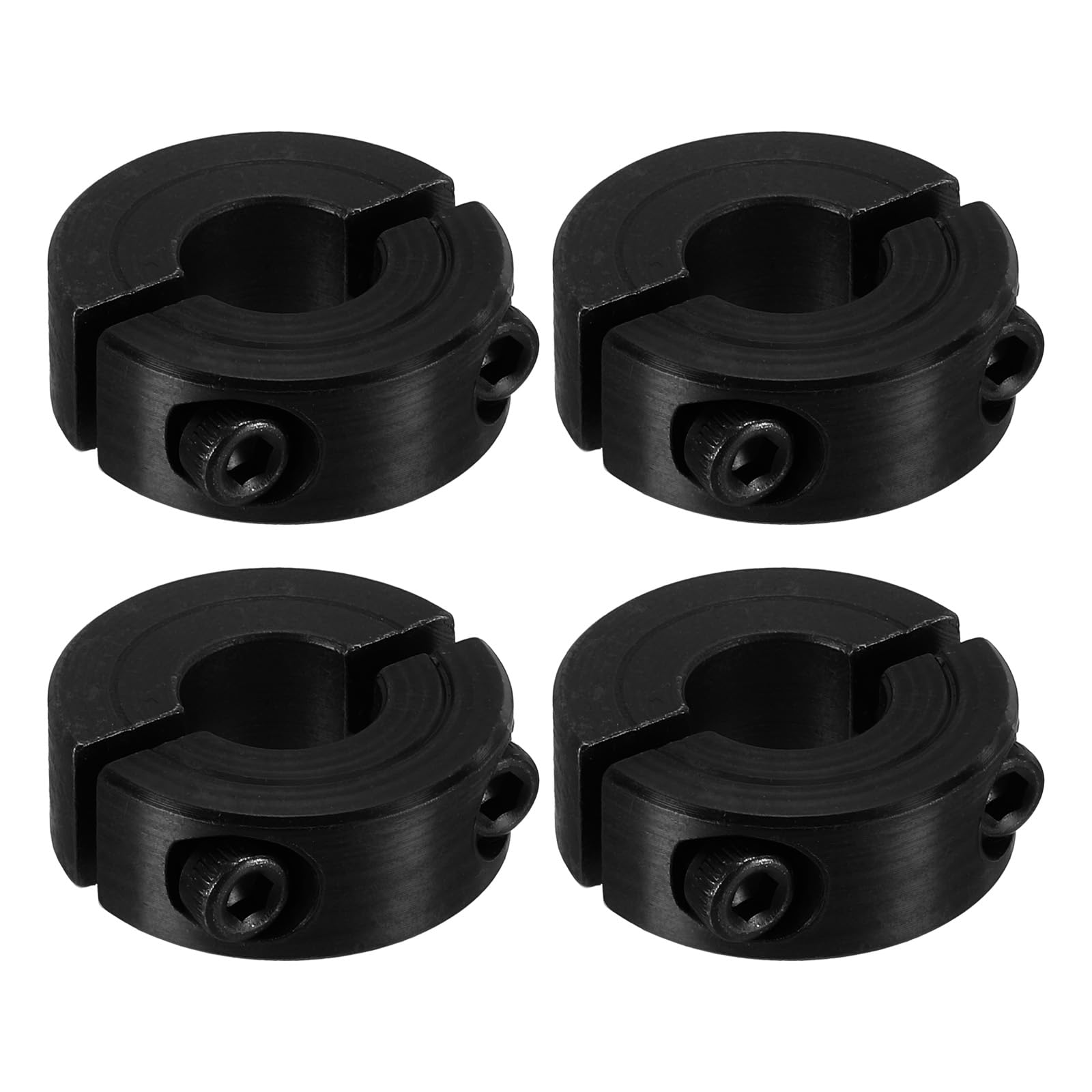 Photo 1 of PATIKIL Bore 10mm Double Split Shaft Collar 24mm OD 9mm Thickness, 4 Pack 45#Carbon Steel Locking Collar Clamp Style with Set Screw for Machine Tools Industry, Black