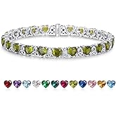 ETERMBOL Birthstone Tennis Bracelets for Women, 925 Sterling Silver Heart Shaped Celtic Trinity Knot, 7 Inch Charm Trendy Hypoallergenic Anniversary Birthday Gifts for Her