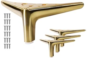 VEHCIL 4-inch Brushed Gold Furniture Legs, Legs for Furniture Set of 4 Modern Furniture Feet Metal Table Legs for Cabinet Sofa Couch Chair Bed Dresser Wardrobe Risers DIY Replacement