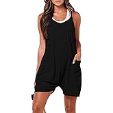 KamdFoen Rompers for Women Summer Casual Sleeveless Spaghetti Strap Shorts Overalls Jumpsuit with Pockets BlackXXL
