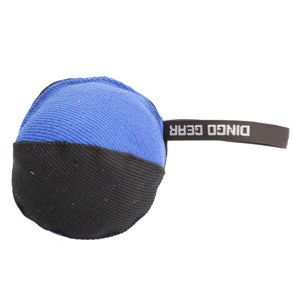 DINGO GEAR Professional Tug Toy Strong Handle for Heavy Duty Training IGP Dog Sports Play Hand Sewn French Material Dog Ball ร 16 cm - Black and Blue S02792 โ image 1