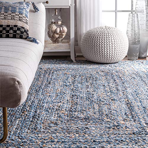 nuLOOM Hand Braided Otelia Denim And Jute Area Rug, 5' x 8', Denim