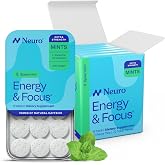 Neuro Energy &amp; Focus Mints, Extra Strength, Spearmint, 72 Count | 100mg Natural Caffeine Mints, 60mg L-Theanine, Vitamin B6 + B12, Sugar Free, Vegan, Clean Nootropic Energy &amp; Focus Supplement