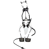 Mobbunny Game Derivative Cosplay Costume Women Sexy Lingerie Bodysuit Black Devil Cutout Combat Robot Outfit with Tail
