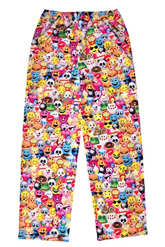 iScream Girls Soft Plush Pants (Emoji Collage, S 6-8)