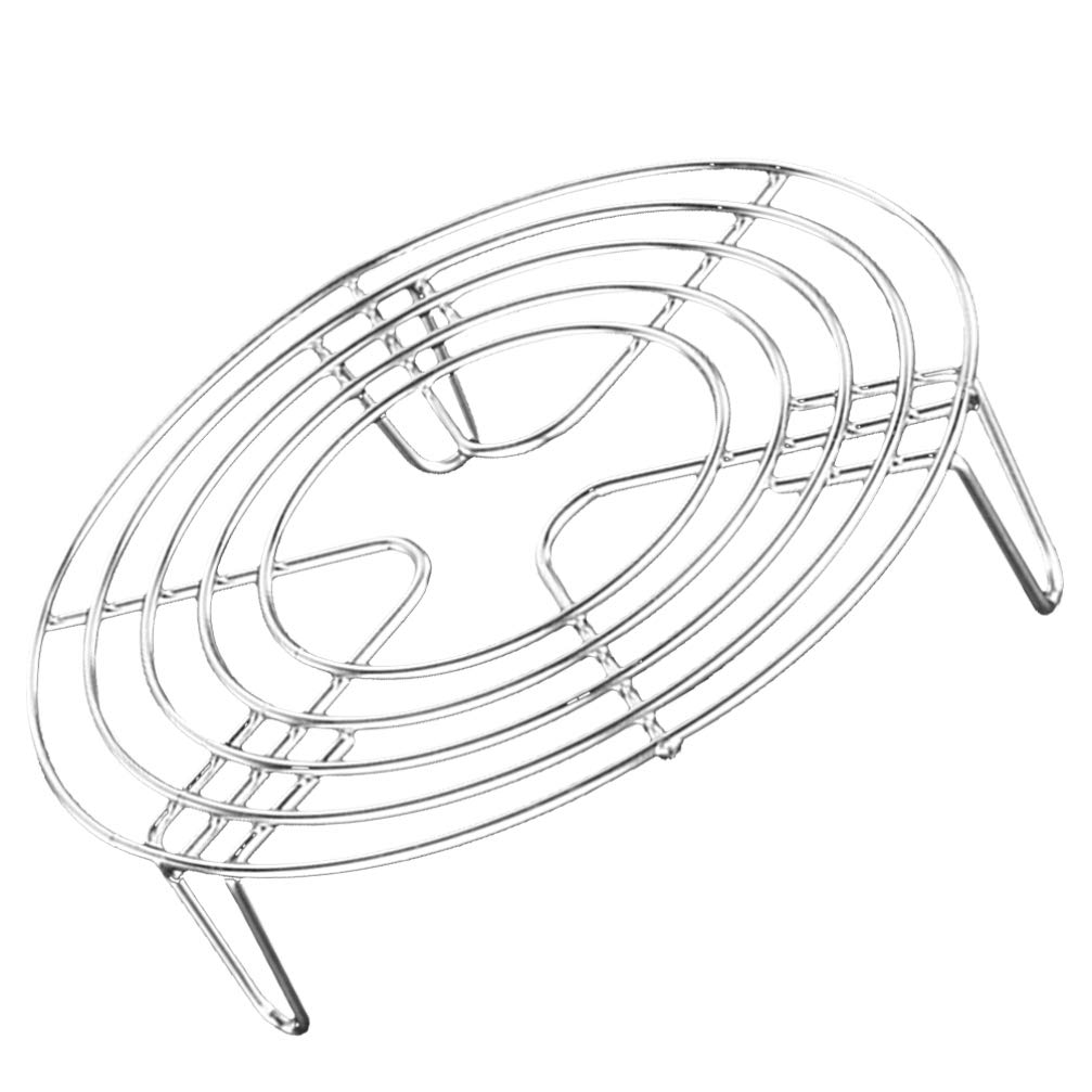 BESTonZON Stainless Steel Trivet Stand Cooking Rack Heavy Duty Pressure Cooker Steam Rack Round Cooling Basket for Egg Vegetable 16 * 4cm