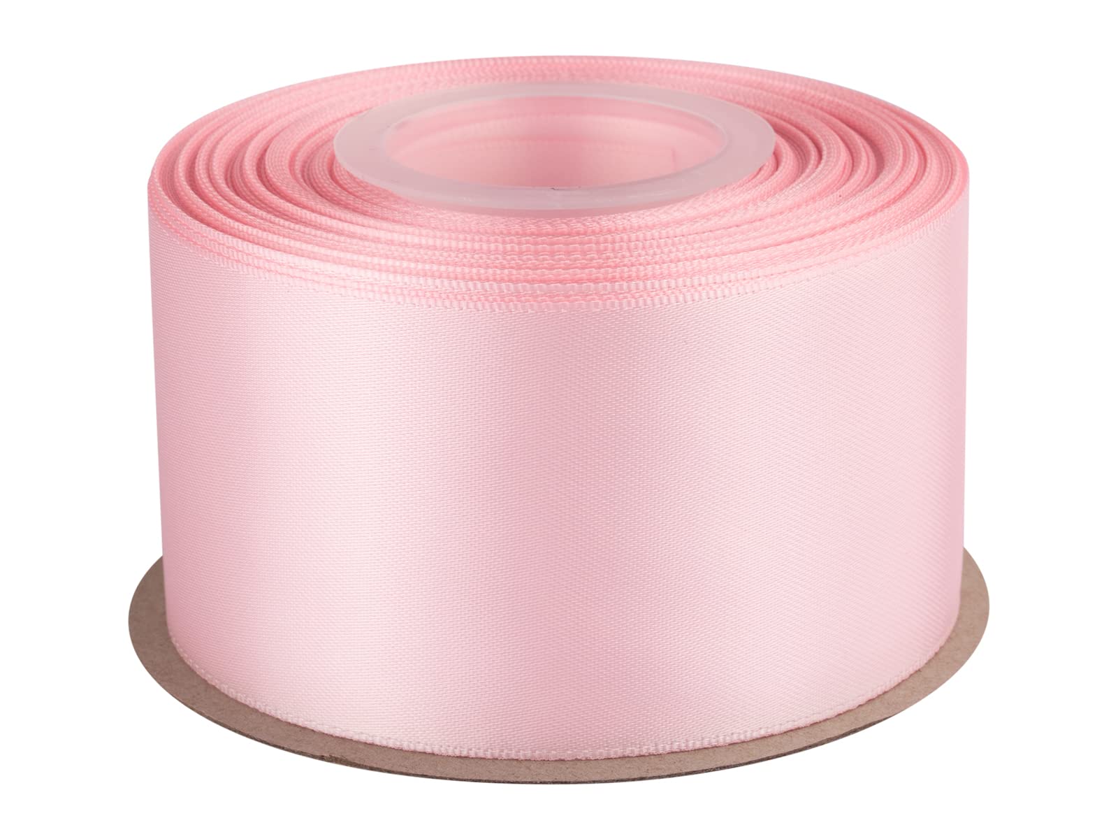 Double Faced Satin Ribbon, 50mm X 22M, Solid Polyester Craft Ribbon, Perfect for Gift Wrapping, Crafts, Wedding Party Ceremony Decoration, Floral Arrangement, Sewing (Lt. Pink)