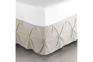 Nestl Jupe de lit plissée en lin pour très grand lit, jupe de lit de 35,6 cm, jupe de lit en microfibre de qualité hôtelière,