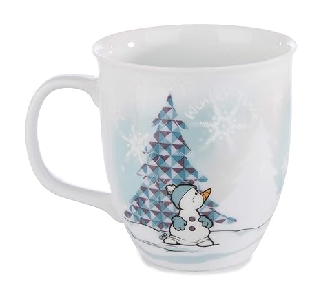 Nici 42060 Winter Porzellantasse mit Eisbär, Pinguin, Robbe und Schneemann, 9,5 x 10 cm, weiß mit Buntem Aufdruck