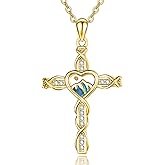 Zhi Kexin Mustard Seed Heart Cross Necklaces for Women 925 Sterling Silver Faith Pendant Necklace Mountain Jewelry Inspirational Christian First Communion Confirmation Gifts for Wife Daughter Her