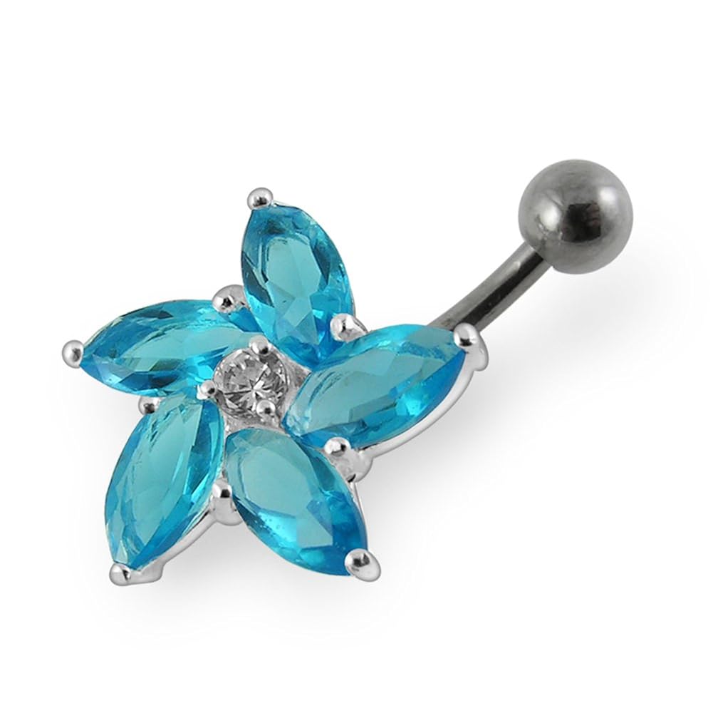 Buy Light Blue Crystal Stone Fashion Swirl Flower 925 Sterling Silver